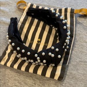 Lele Sadoughi Black and White Pearl Embellished Headband - the OG!